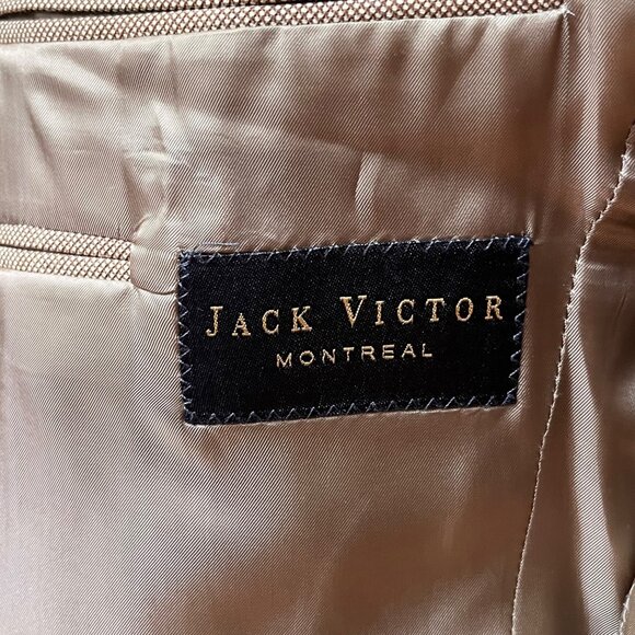 Jack Victor Noble CT Super 110s Wool Blazer Jacket Sz 40R Lt Tan Single Breasted - Picture 6 of 16